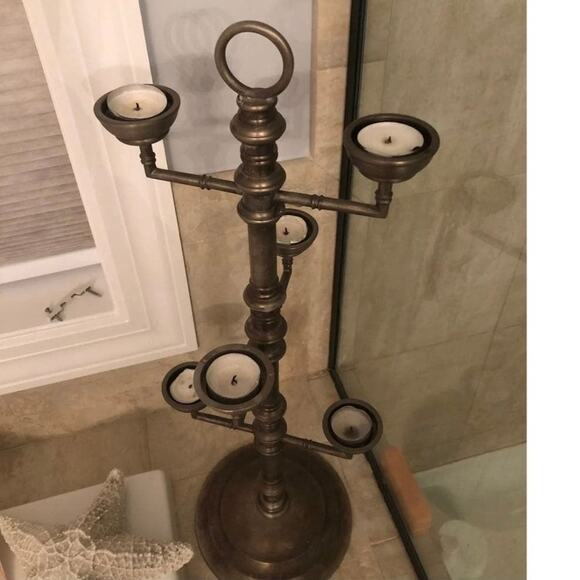 Vintage Style Pottery Barn Metal Candleholder Multi-Tier Candelabra Accent Decor - Picture 15 of 16